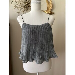 JOA Just One Answer Metallic Silver Pleated Cami Top Size S NWT Party Y2K